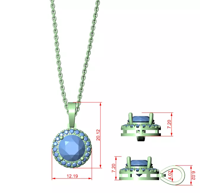 Round Halo Solitaire Pendant 3dm stl renders Animation Videos  3D print model_1