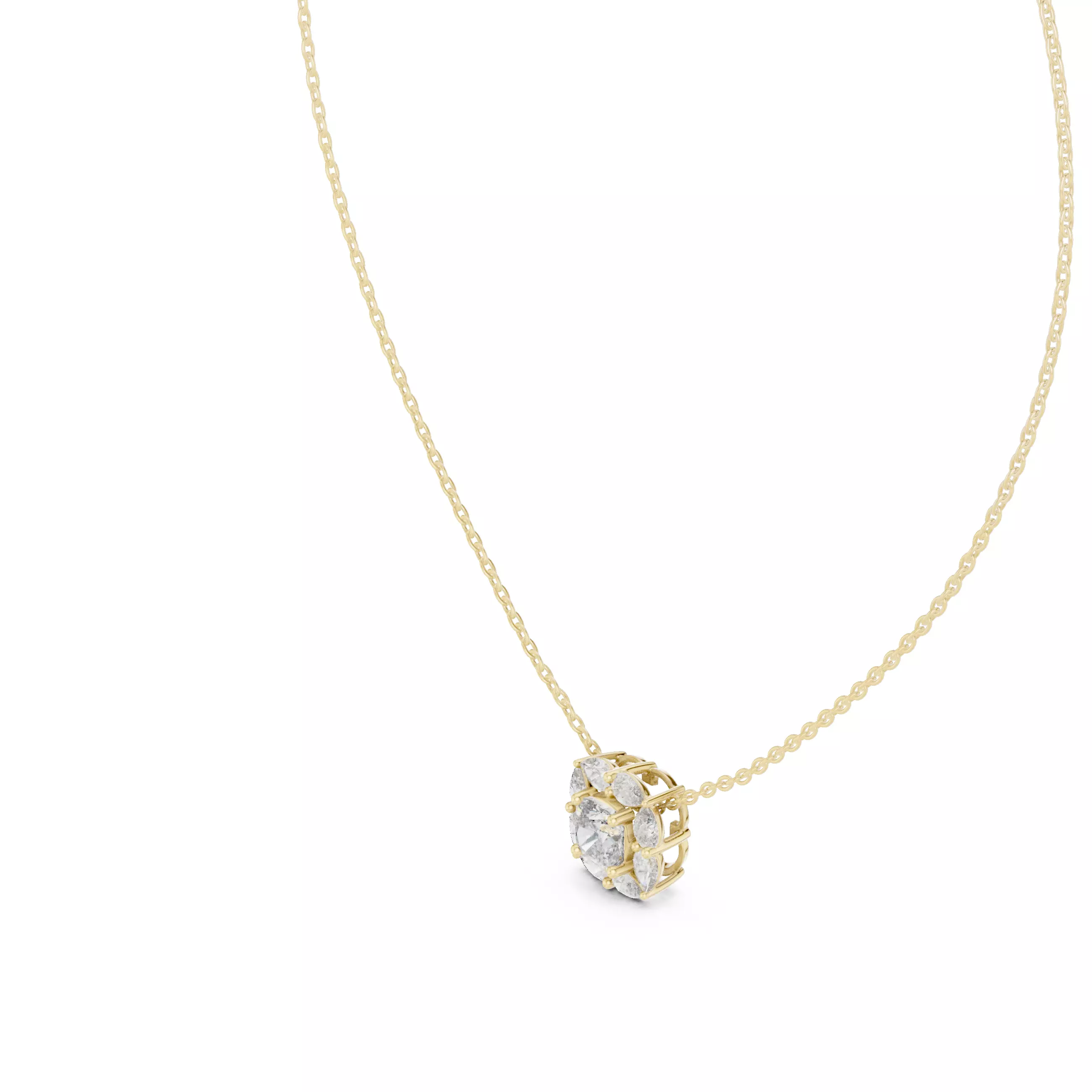 Cushion Halo Solitaire Pendant 3dm stl renders Animation Videos 3D print model_11