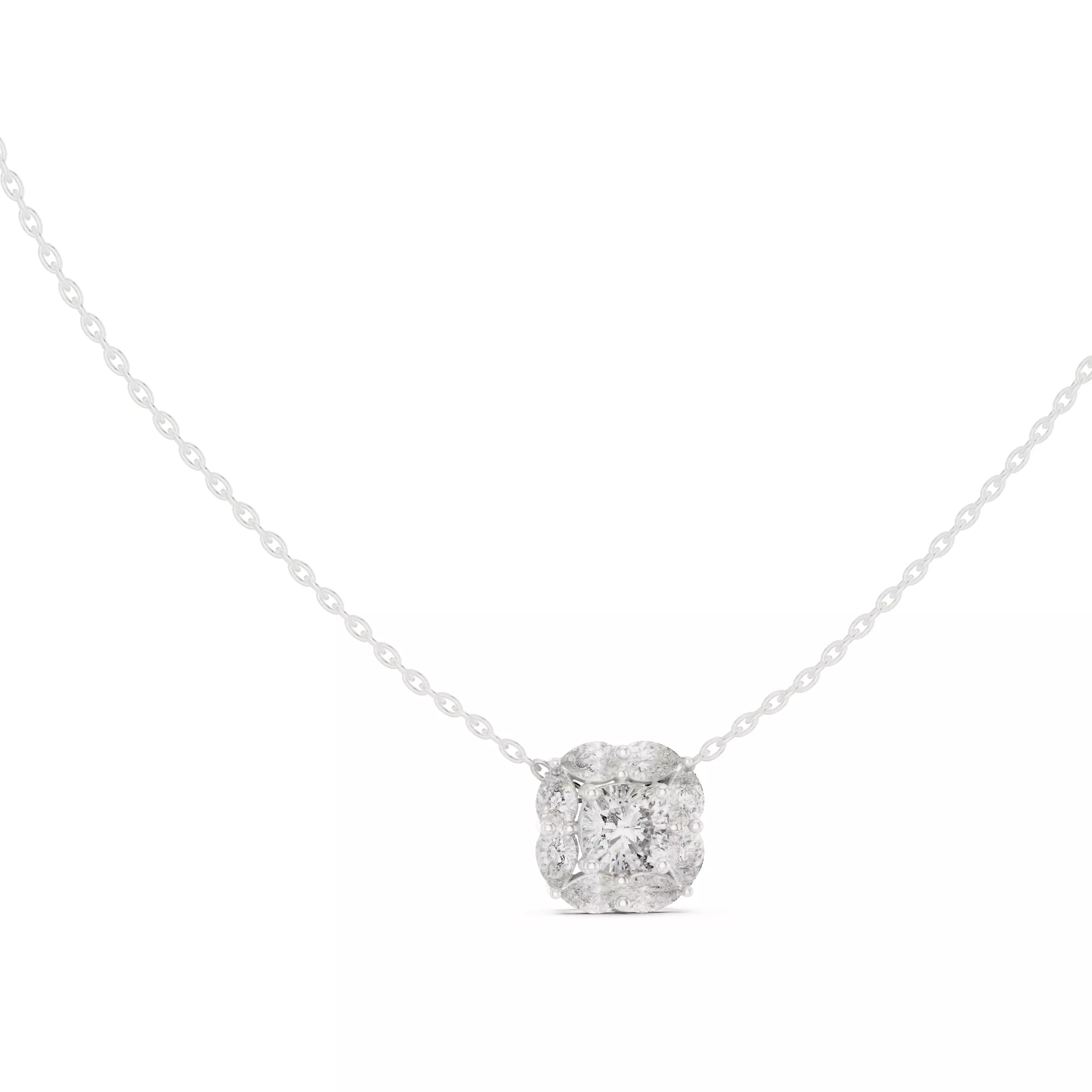 Cushion Halo Solitaire Pendant 3dm stl renders Animation Videos 3D print model_6