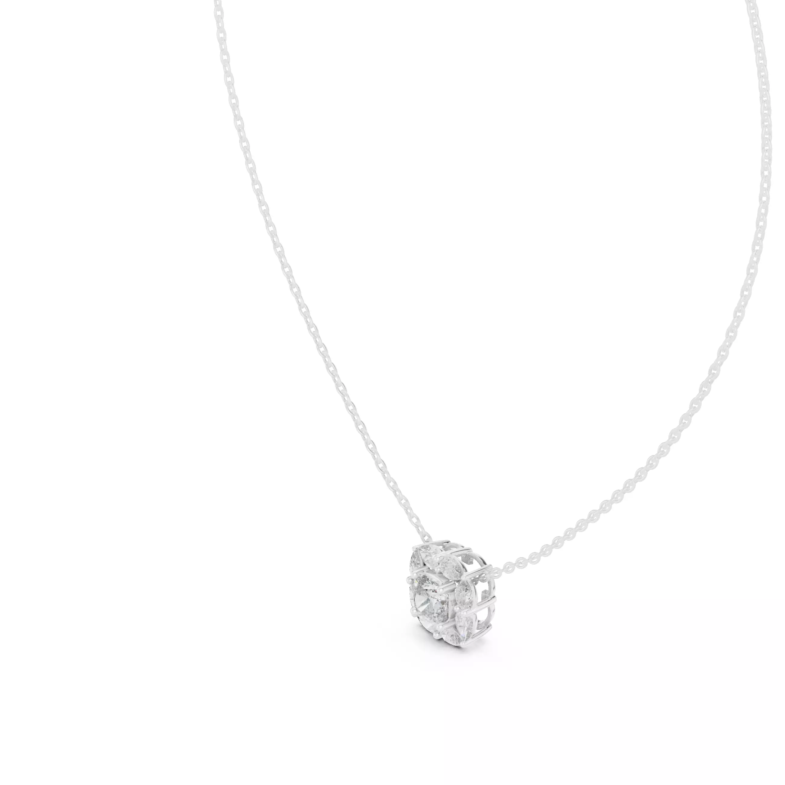 Cushion Halo Solitaire Pendant 3dm stl renders Animation Videos 3D print model_7