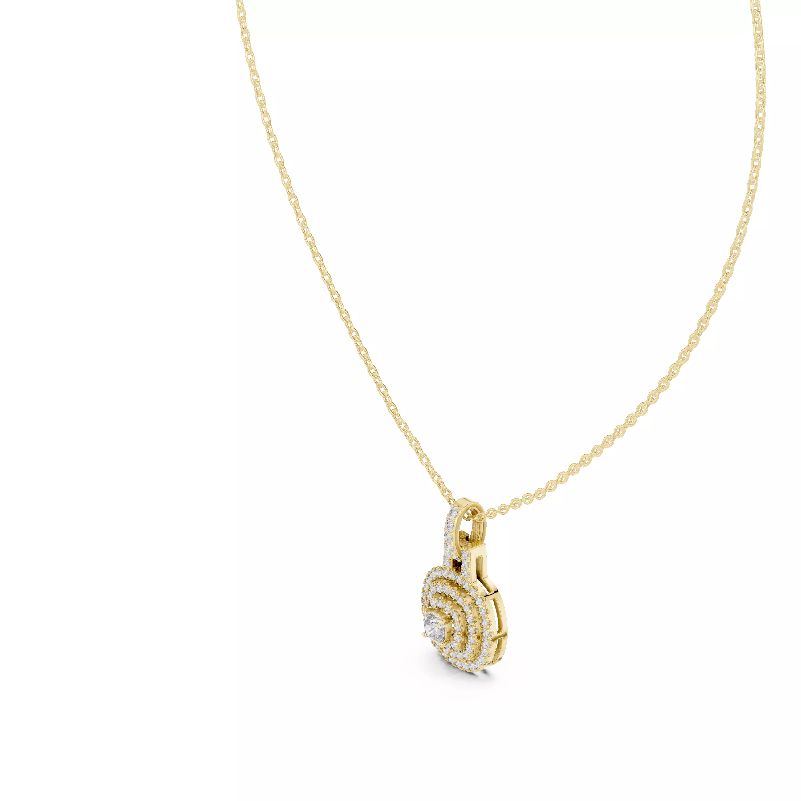 Cushion Square Solitaire Pendant 3dm stl renders Animation Video 3D print model_11