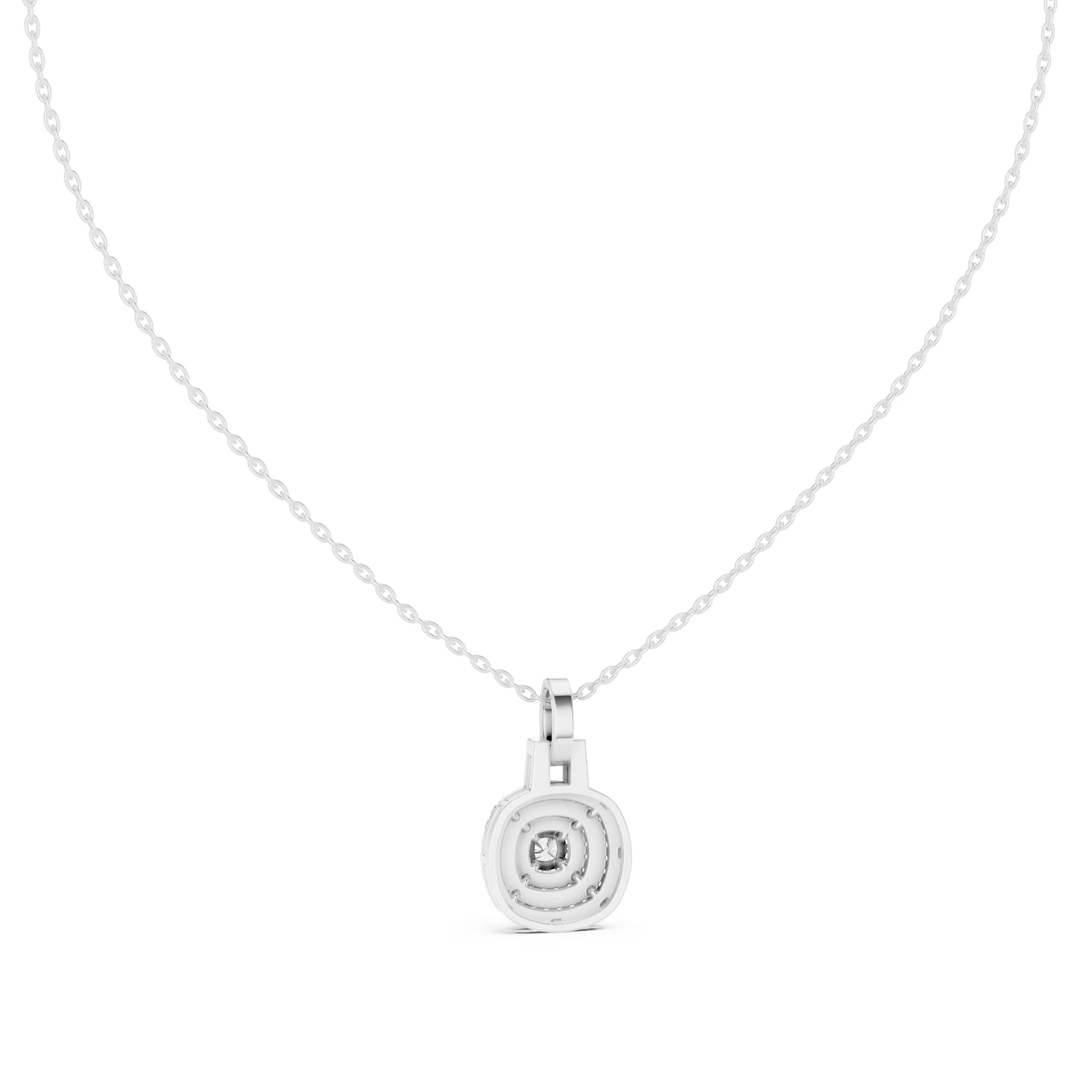Cushion Square Solitaire Pendant 3dm stl renders Animation Video 3D print model_9