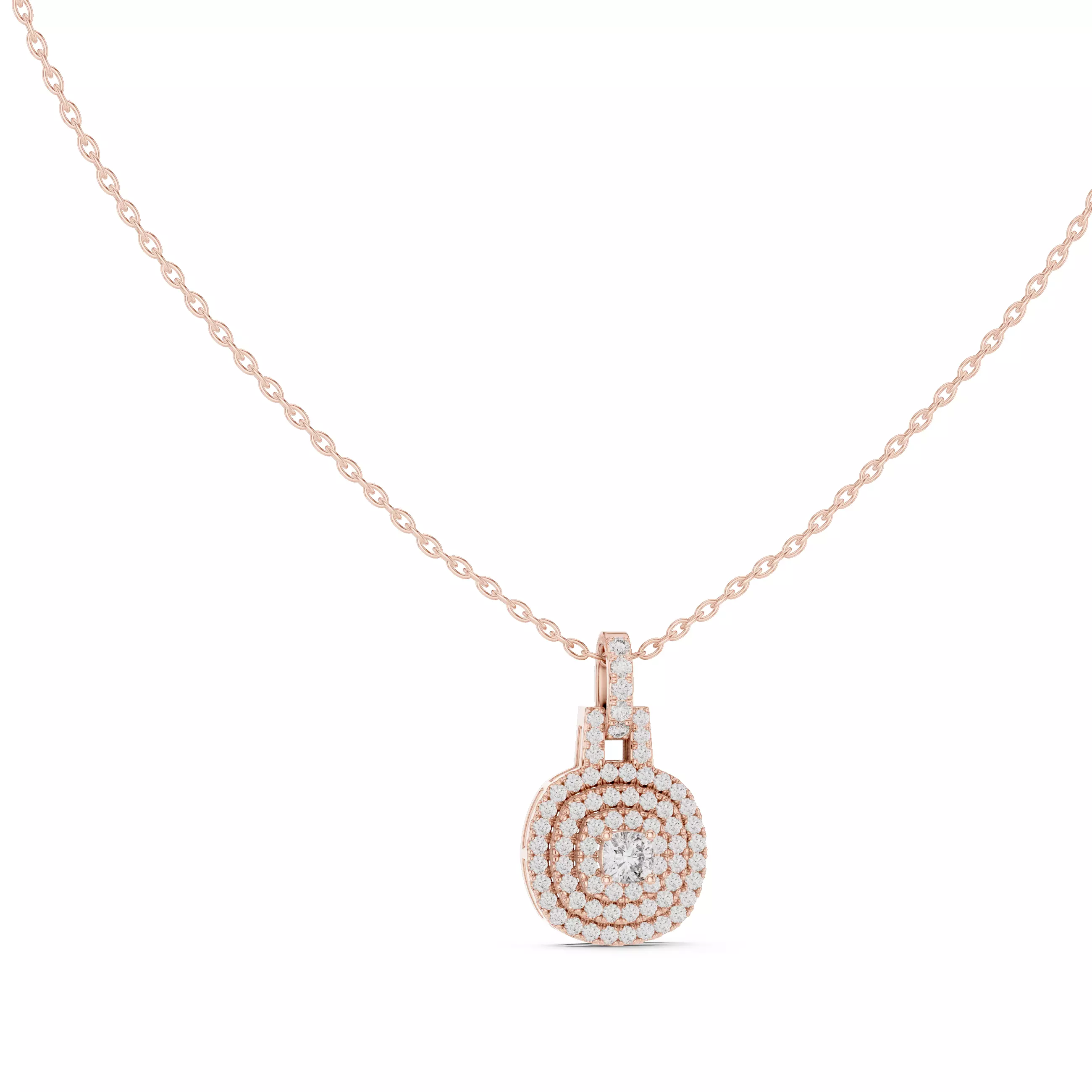 Cushion Square Solitaire Pendant 3dm stl renders Animation Video 3D print model_0