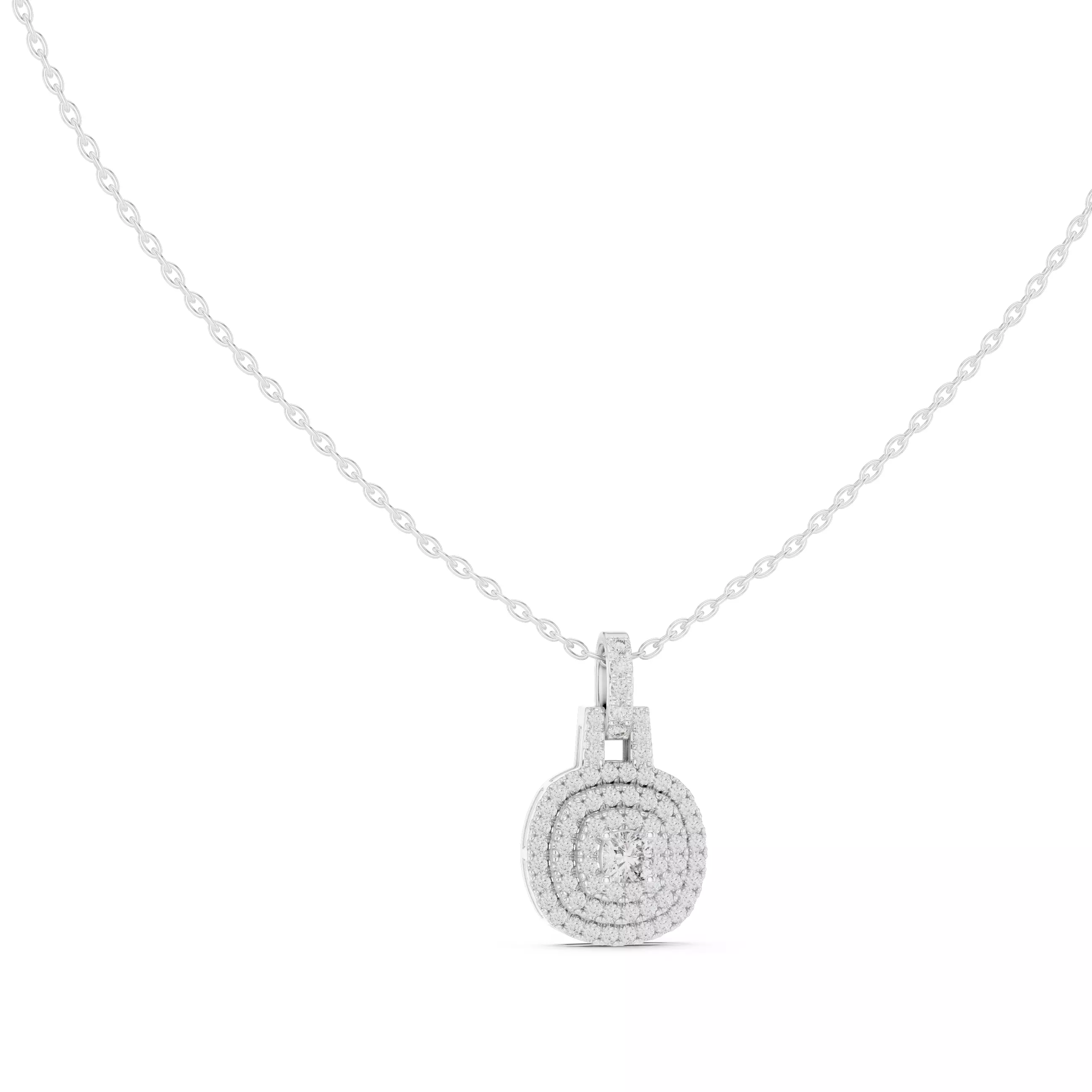 Cushion Square Solitaire Pendant 3dm stl renders Animation Video 3D print model_6