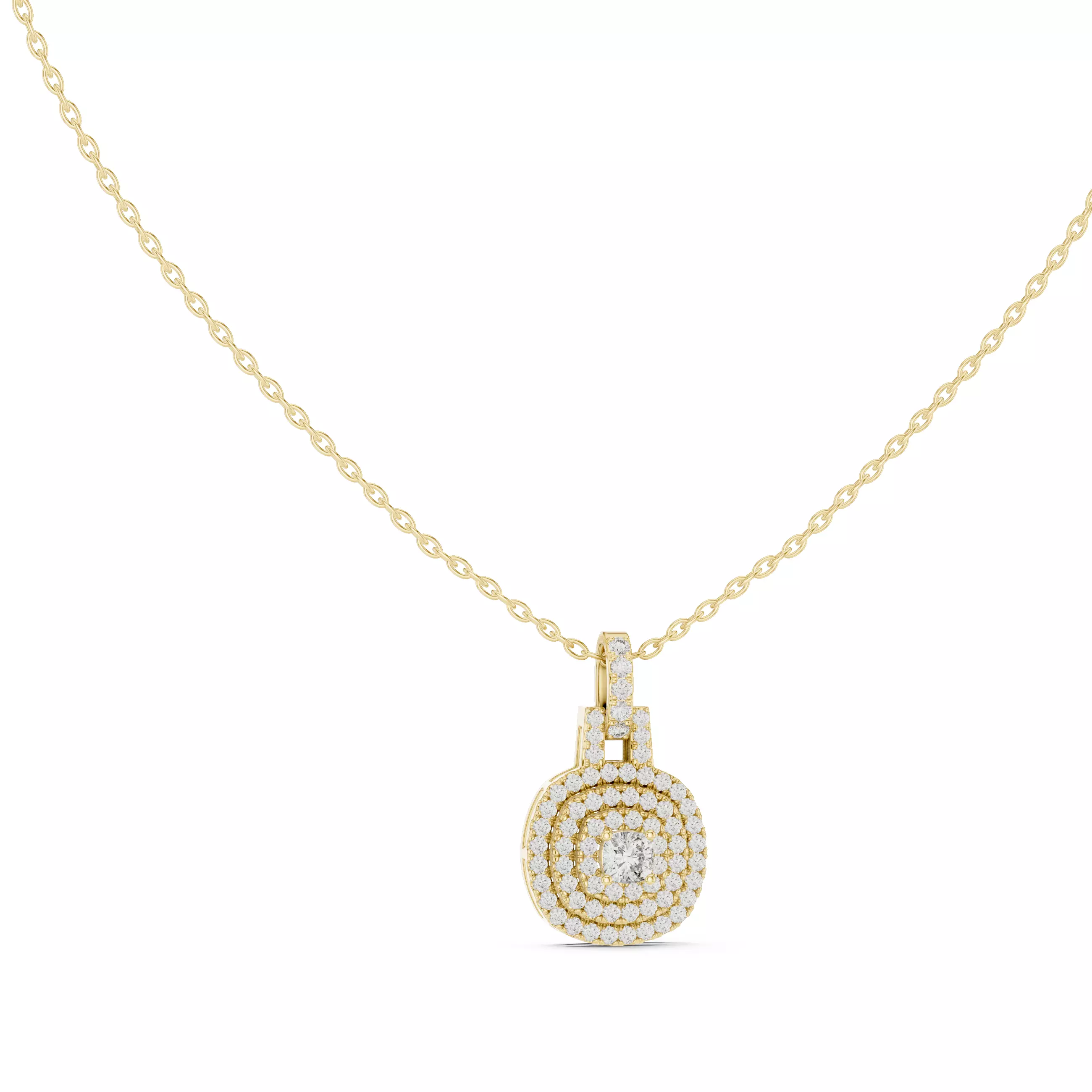 Cushion Square Solitaire Pendant 3dm stl renders Animation Video 3D print model_10