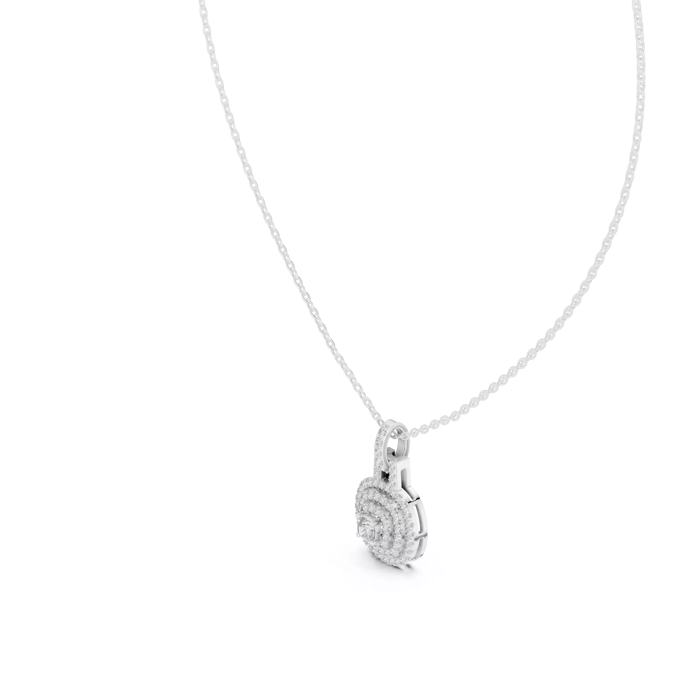 Cushion Square Solitaire Pendant 3dm stl renders Animation Video 3D print model_7