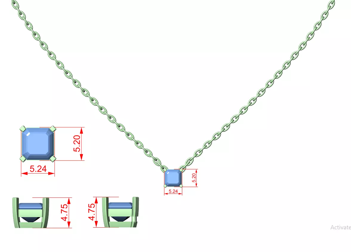 Emerald Solitaire Pendant 3dm stl renders Animation Videos 3D print model_1