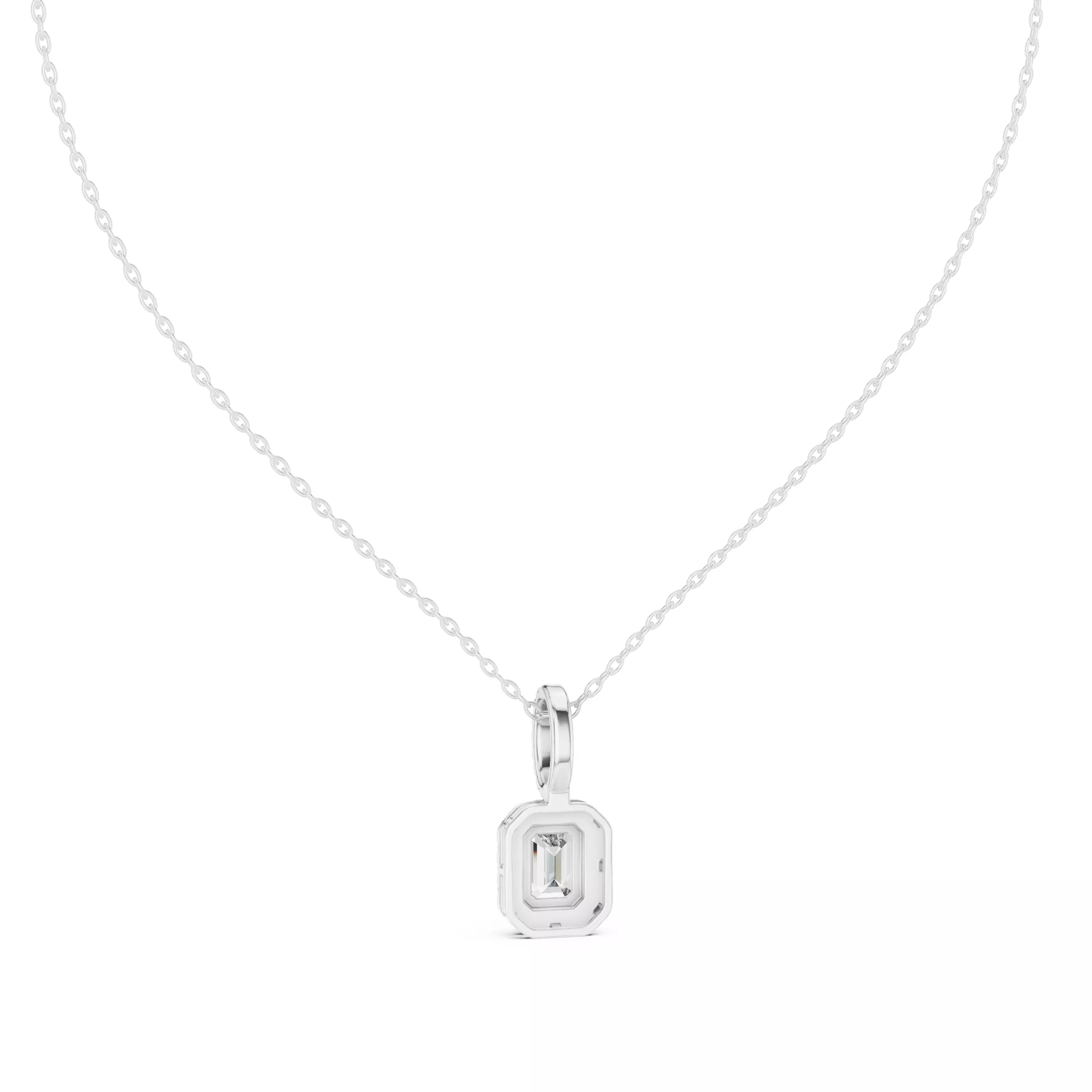 Emerald Halo Solitaire Pendant 3dm stl renders Animation Videos 3D print model_9