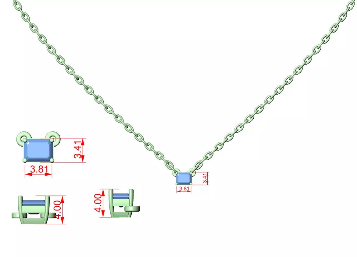 Emerald Solitaire Pendant 3dm stl renders Animation Videos  3D print model_1