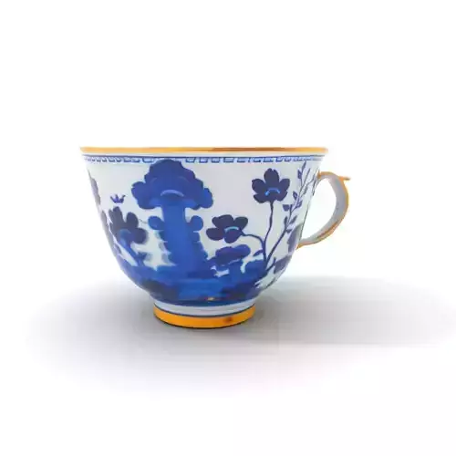 Blue Floral Porcelain Teacup model pack Low-poly 3D model
