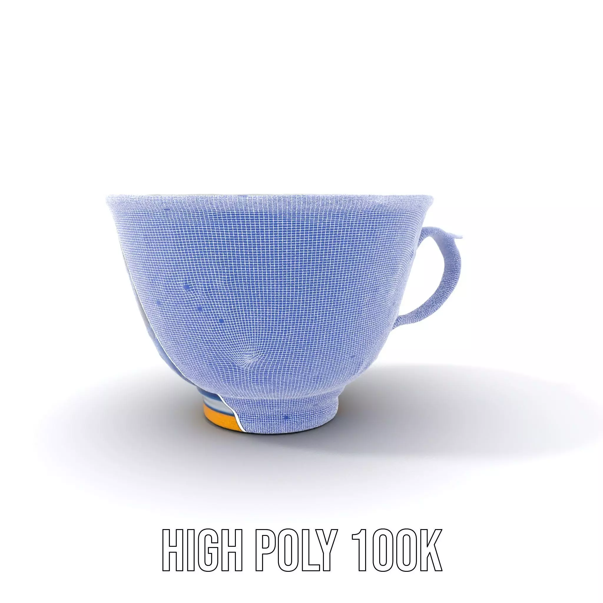 Blue Floral Porcelain Teacup model pack Low-poly 3D model_5