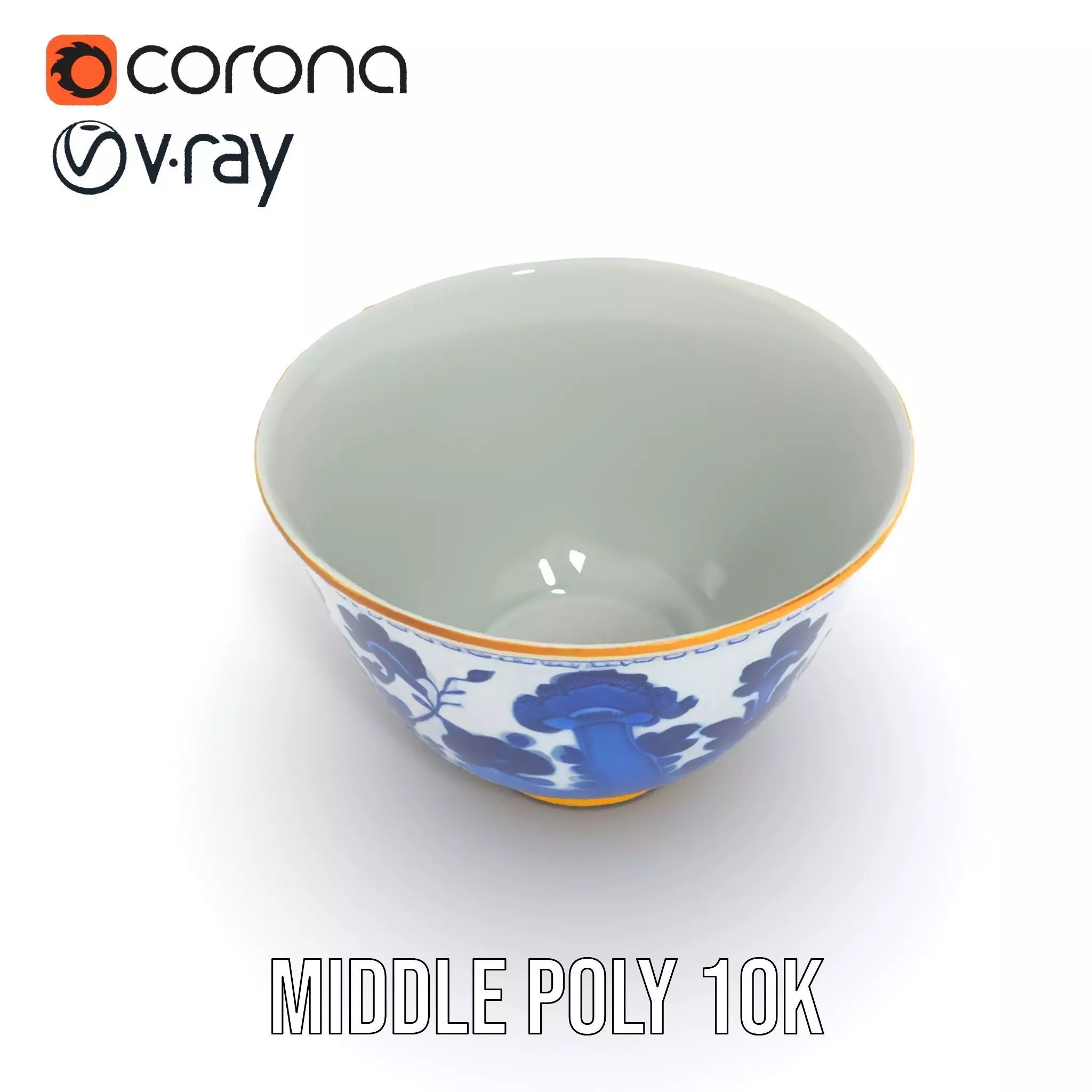Blue Floral Porcelain Teacup model pack Low-poly 3D model_16