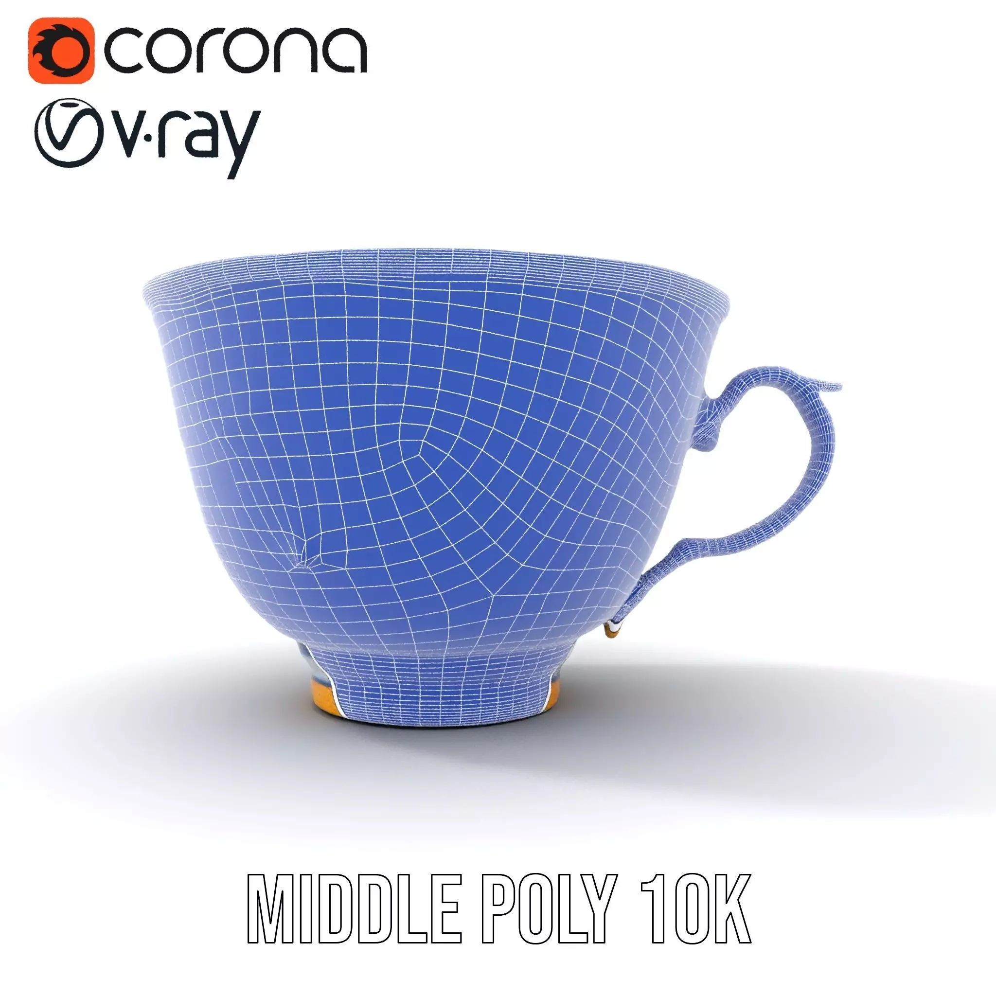 Blue Floral Porcelain Teacup model pack Low-poly 3D model_27