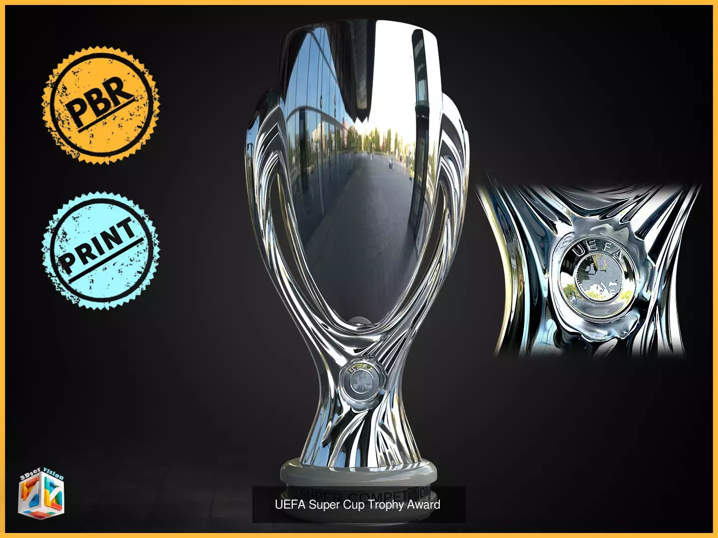 UEFA football trophies bundle 3D Model Collection_8