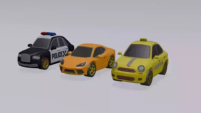 Low Poly Cartoon Cars Pack - Game Ready 3D Models Low-poly 3D model Low Poly Cartoon Cars Pack - Game Ready 3D Models Low-poly 3D model