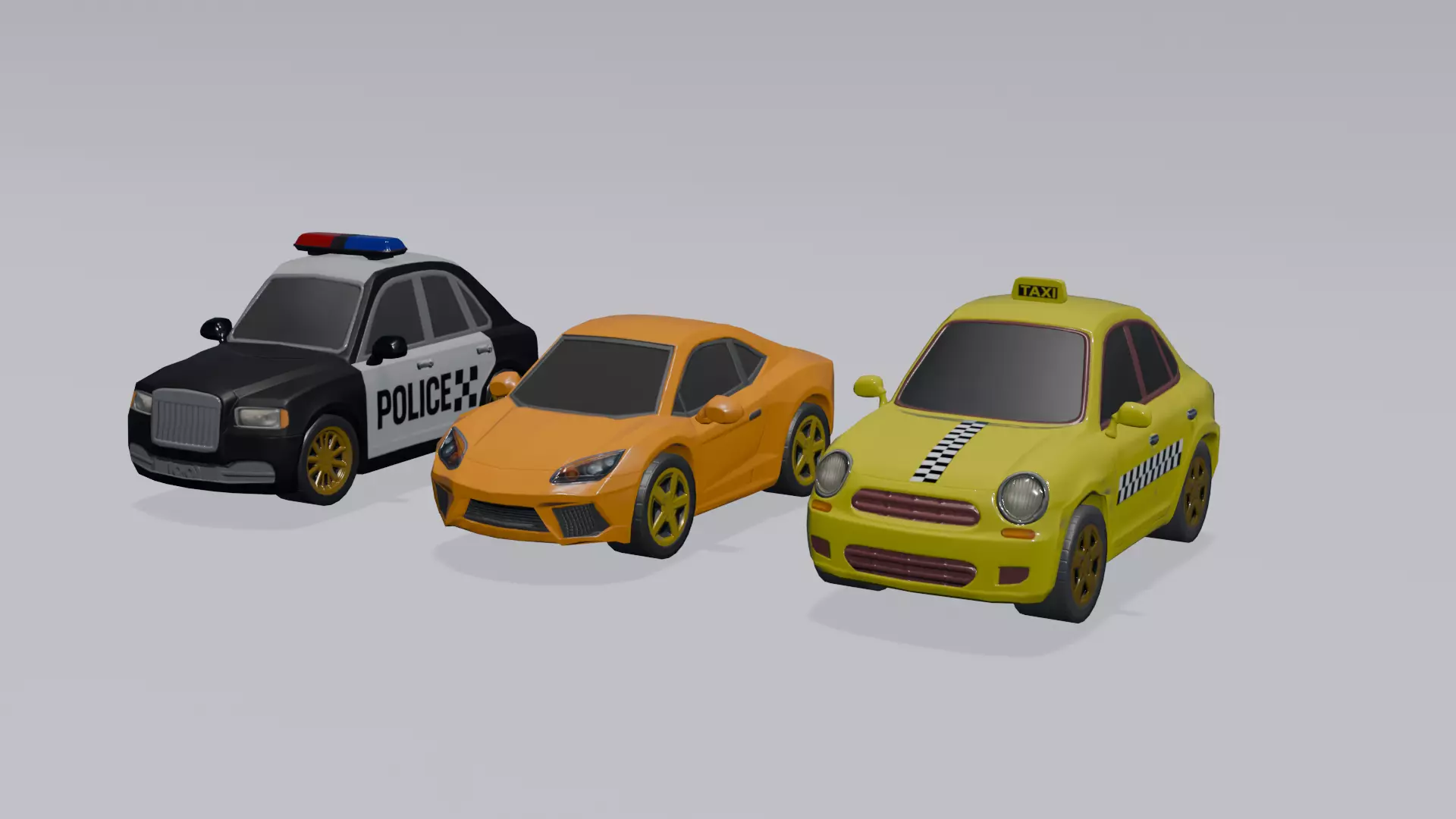 Low Poly Cartoon Cars Pack - Game Ready 3D Models Low-poly 3D model_0