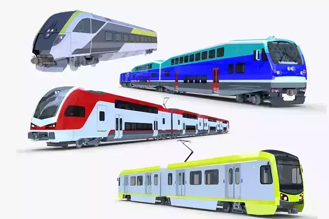 American trains bundle 3D Model Collection