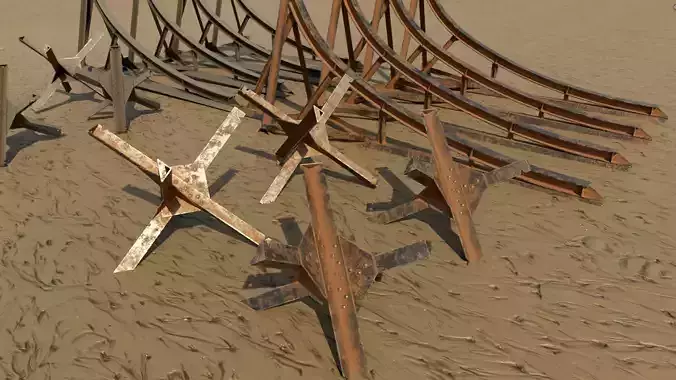 world war beach hedgehogs  Low-poly 3D model