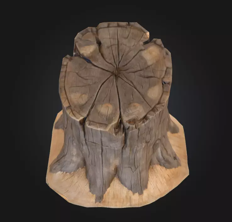 Weathered Old Tree Stump Low-poly 3D model_0