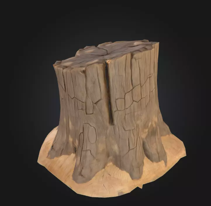Weathered Old Tree Stump Low-poly 3D model_3
