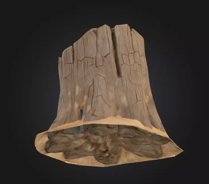 Weathered Old Tree Stump Low-poly 3D model_9