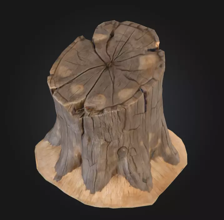 Weathered Old Tree Stump Low-poly 3D model_1