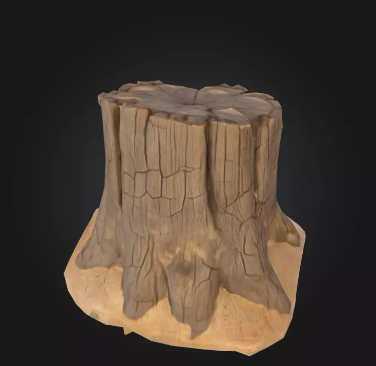 Weathered Old Tree Stump Low-poly 3D model_4