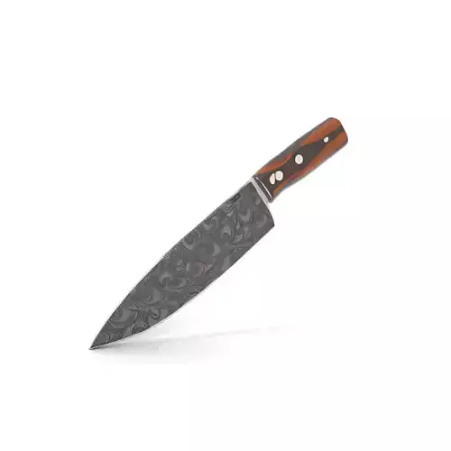 Damascus Steel Chef Knife model pack Low-poly 3D model