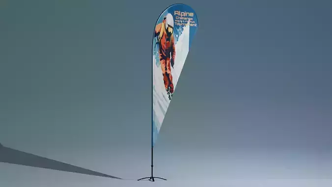 Tear Drop Flag 3D Model