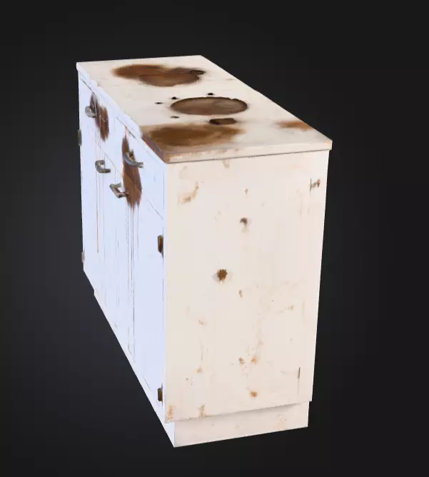 Rusty Old Cabinet Low-poly 3D model_7