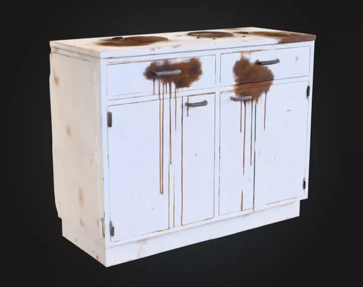 Rusty Old Cabinet Low-poly 3D model_2