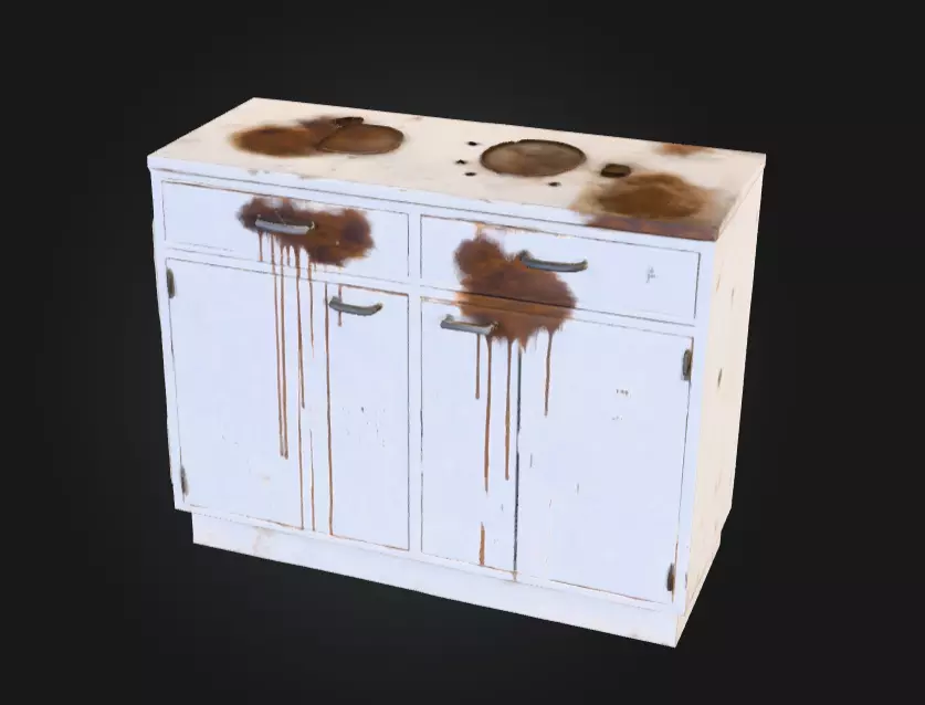 Rusty Old Cabinet Low-poly 3D model_0