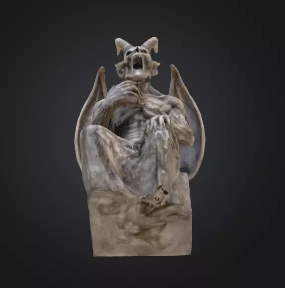 Demonic Gargoyle Statue Low-poly 3D model_8