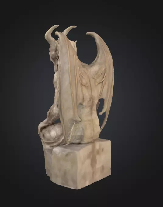 Demonic Gargoyle Statue Low-poly 3D model_3