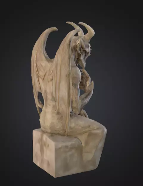 Demonic Gargoyle Statue Low-poly 3D model_5