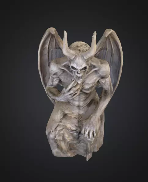 Demonic Gargoyle Statue Low-poly 3D model_12
