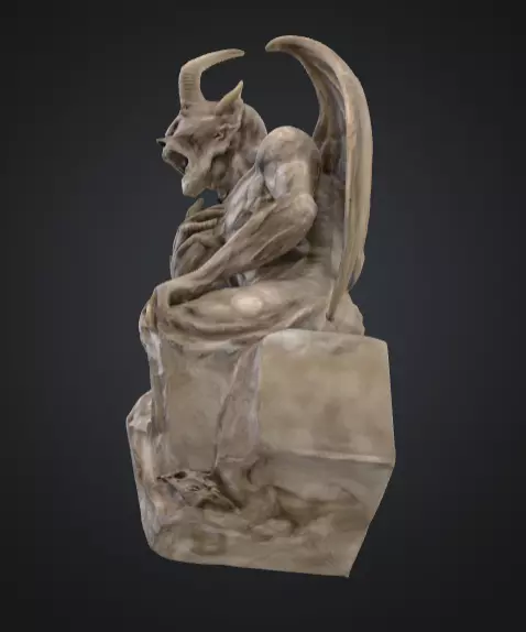 Demonic Gargoyle Statue Low-poly 3D model_9