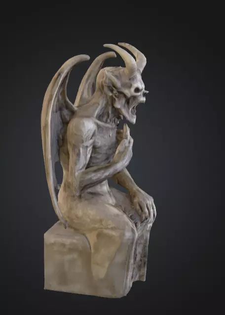 Demonic Gargoyle Statue Low-poly 3D model_6