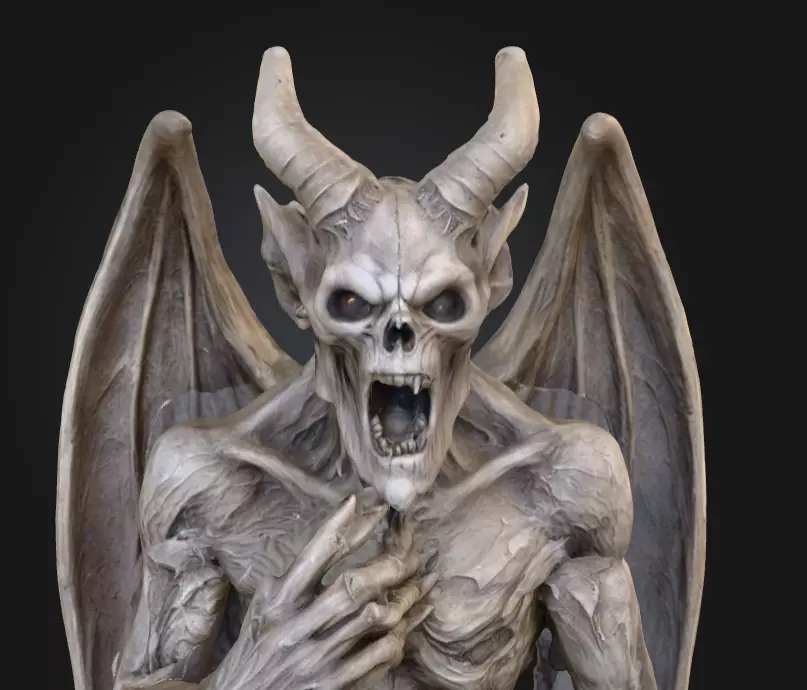 Demonic Gargoyle Statue Low-poly 3D model_13