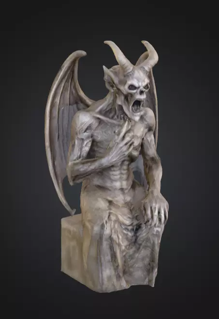 Demonic Gargoyle Statue Low-poly 3D model_7