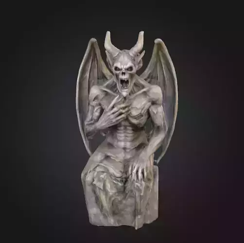Demonic Gargoyle Statue Low-poly 3D model