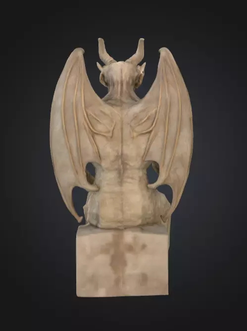 Demonic Gargoyle Statue Low-poly 3D model_4