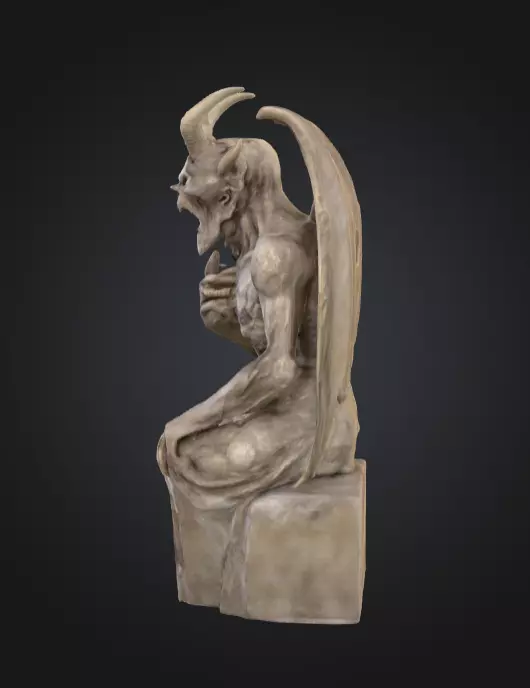 Demonic Gargoyle Statue Low-poly 3D model_2