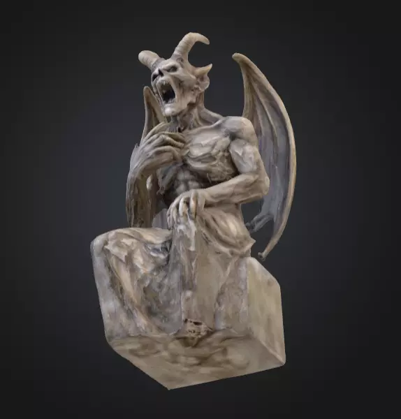 Demonic Gargoyle Statue Low-poly 3D model_1