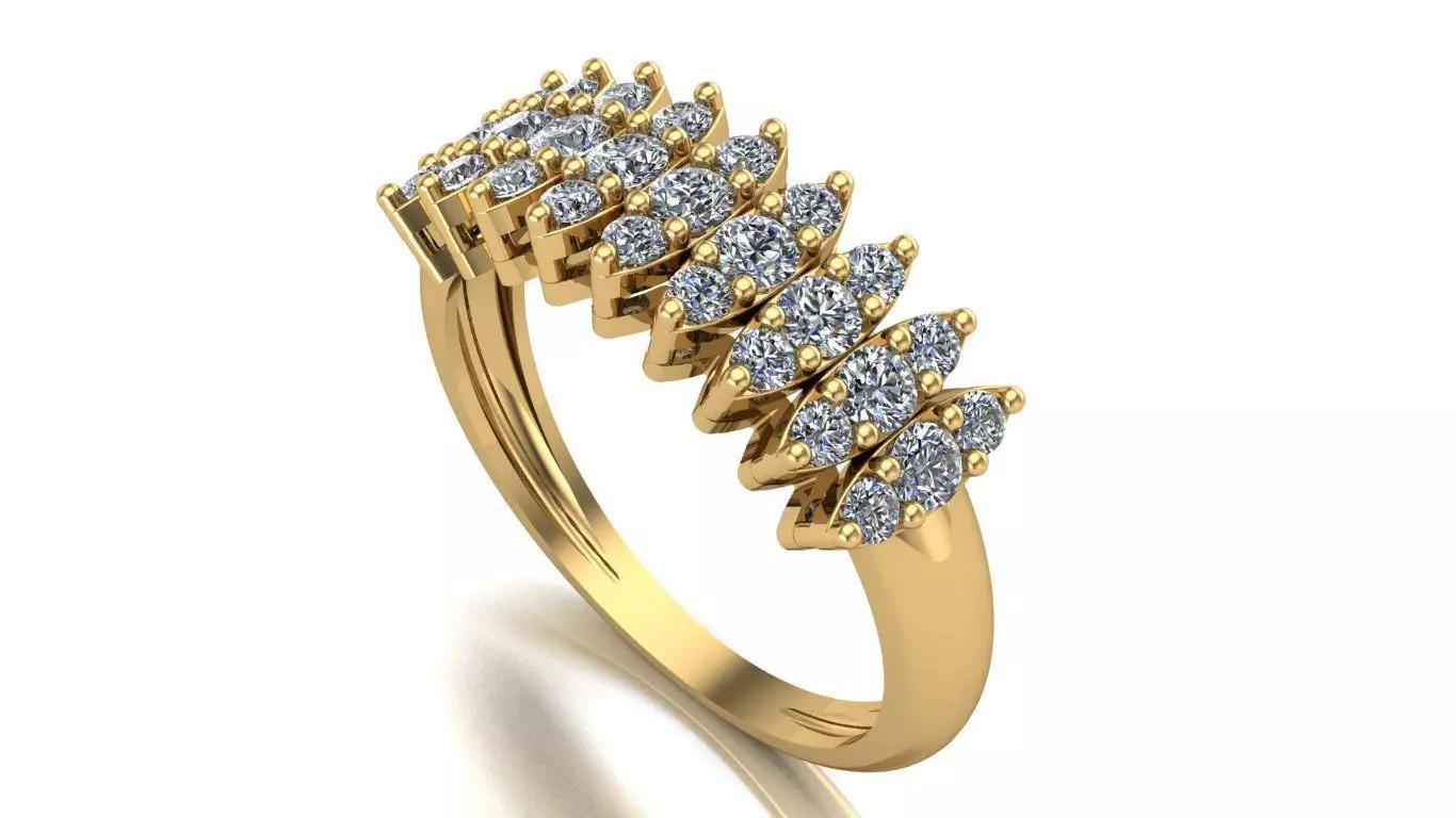 Half-Eternity Navette Diamond Ring 3D print model