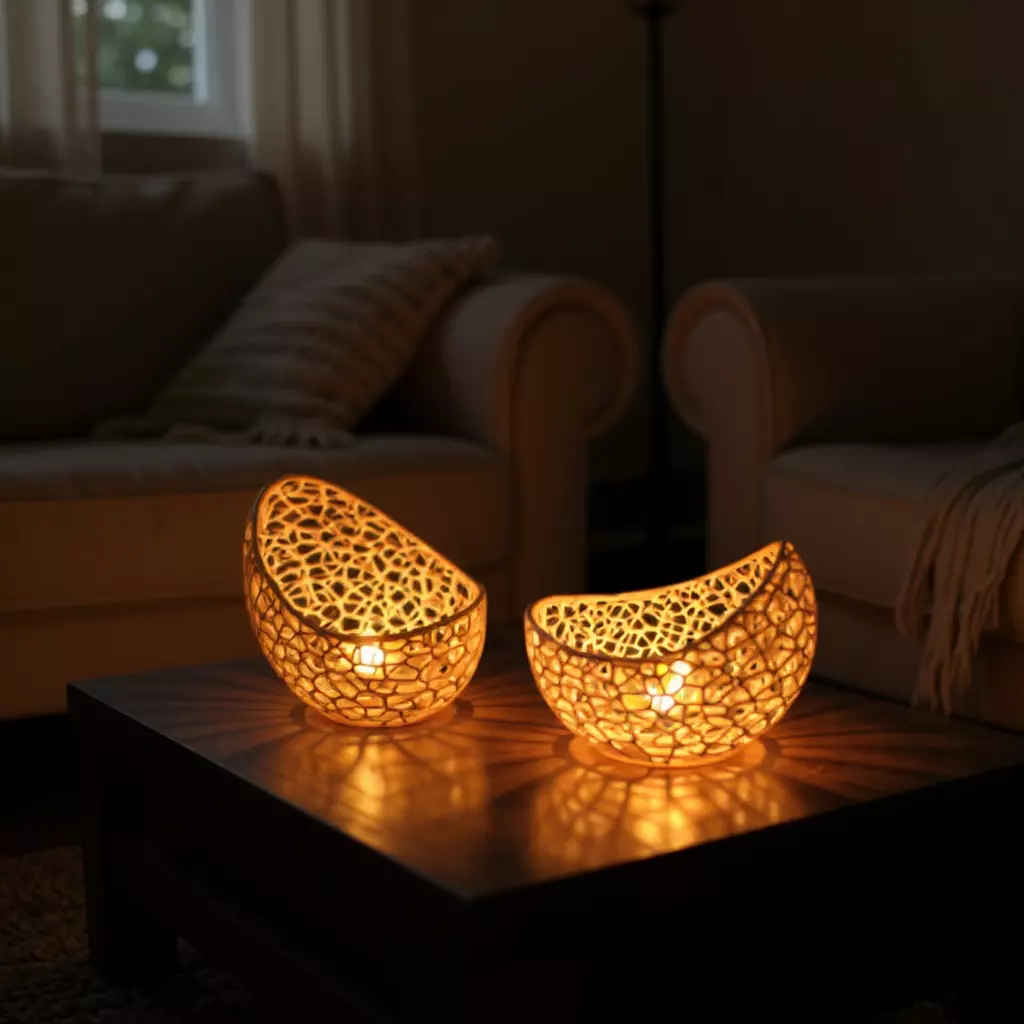 Decorative Candle Holder Lamp with Warm Glow 3D print model_1