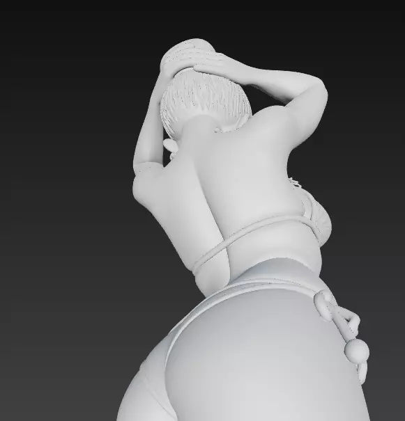 Anime Girl in Blue Bikini at the Beach 3D print model_6