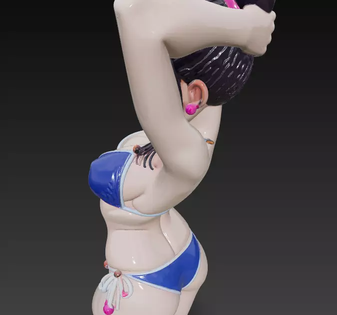 Anime Girl in Blue Bikini at the Beach 3D print model_15