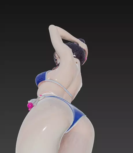 Anime Girl in Blue Bikini at the Beach 3D print model_11