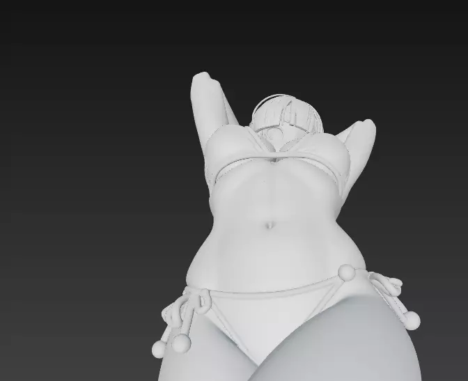 Anime Girl in Blue Bikini at the Beach 3D print model_8